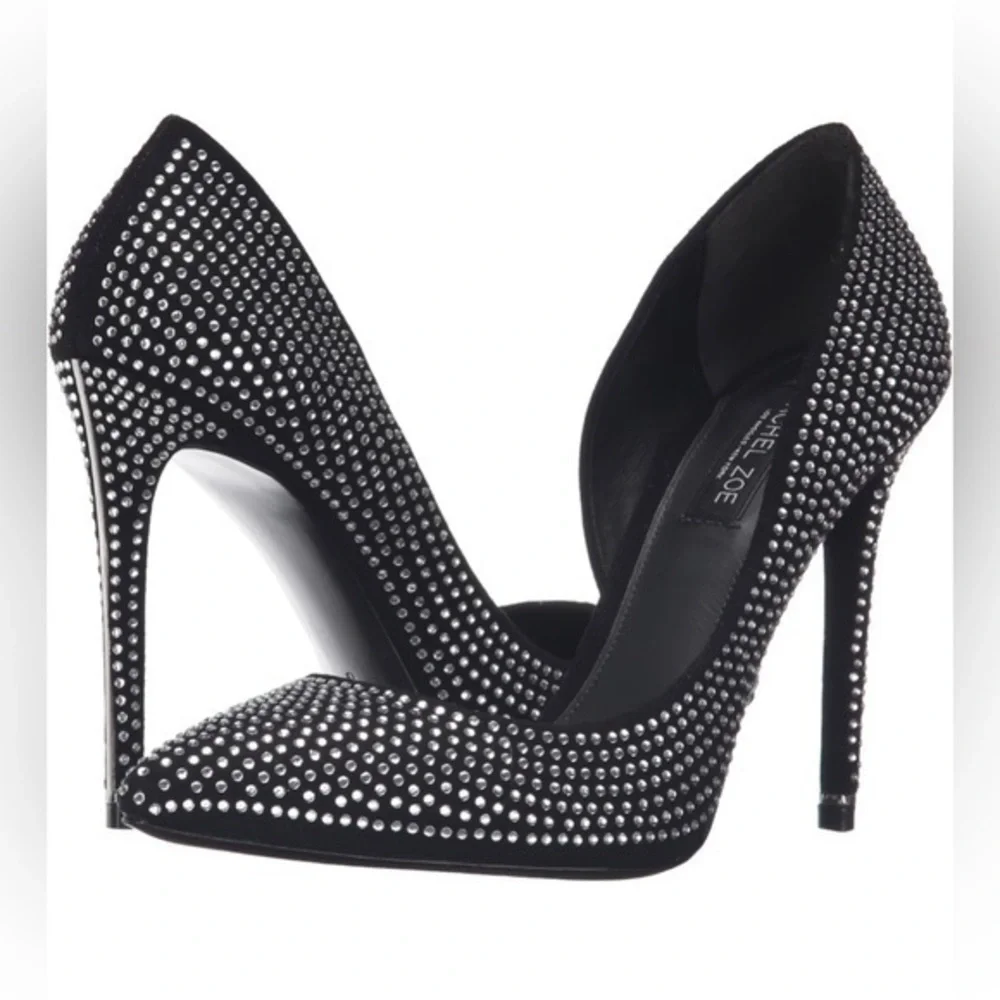 Rachel Zoe Black Tre Studded Kid Suede Pumps | Size 9.5 | NWT